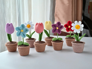 5 crochet flower in a pot patterns