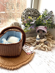 Crochet Pattern Baby Cat in a Basket