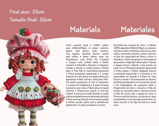Doll dressed in strawberry costume