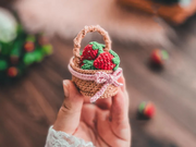 Doll dressed in strawberry costume