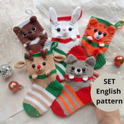 Set 5 in 1 Stocking Tiger Bunny Deer Cat Bear