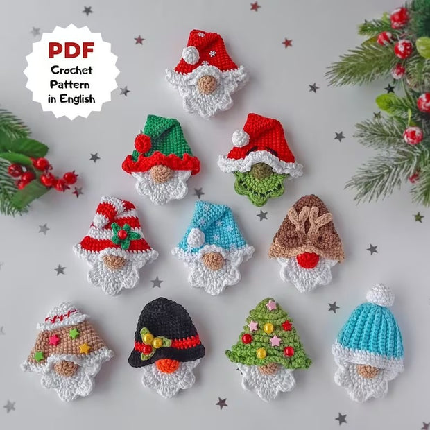 Set of 10 crochet Christmas ornament pattern