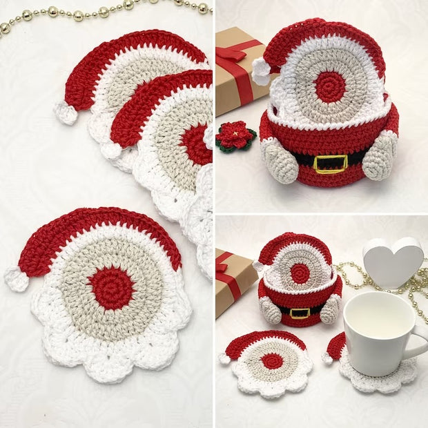 Crochet pattern Santa Coaster with Basket