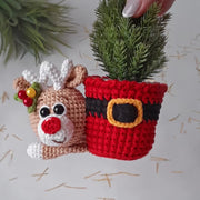 Cute Christmas REINDEER planter crochet pattern