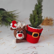 Cute Christmas REINDEER planter crochet pattern