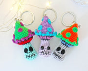 Skull mushroom crochet keychain pattern