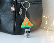 Skull mushroom crochet keychain pattern