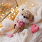 Crochet pattern Valentine’s Day toy otter with heart