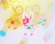 Easter egg keychain crochet pattern set 3 in 1