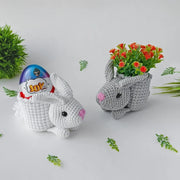 Crochet bunny planter pot