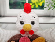 Crochet pattern amigurumi Easter hen basket with eggs