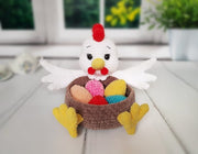 Crochet pattern amigurumi Easter hen basket with eggs