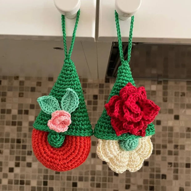 set of 9 Gnomes Flowers Crochet pattern