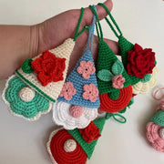 set of 9 Gnomes Flowers Crochet pattern