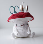 Cute amigurumi mushroom toadstool desk tidy