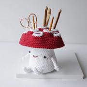 Cute amigurumi mushroom toadstool desk tidy