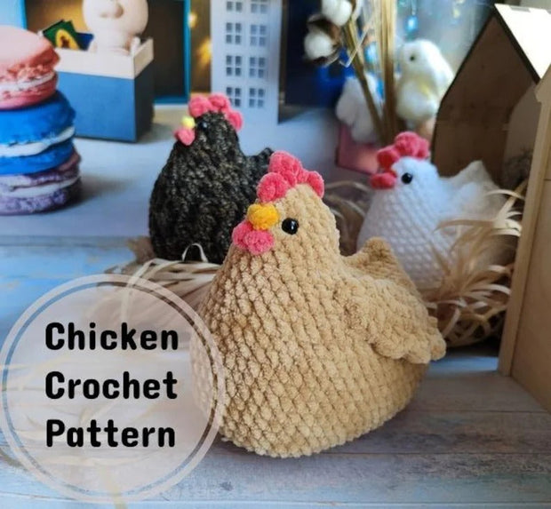 Stuffed Plush Easy Cute Chicken Amigurumi crochet Animal Toy pattern