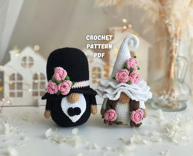 Crochet Wedding pattern gnomes Groom and Bride