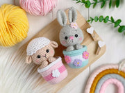 Crochet PATTERN SET Amigurumi Easter animals in pots