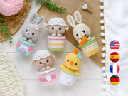 Crochet PATTERN SET Amigurumi Easter animals in pots