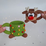 Set of 6 crochet patterns Christmass mugs